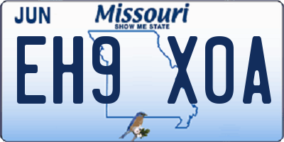 MO license plate EH9X0A