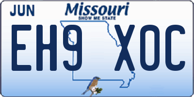MO license plate EH9X0C