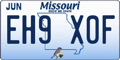 MO license plate EH9X0F