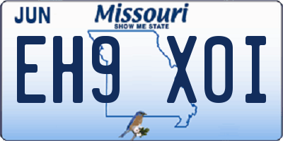 MO license plate EH9X0I