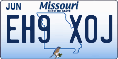 MO license plate EH9X0J