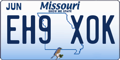 MO license plate EH9X0K