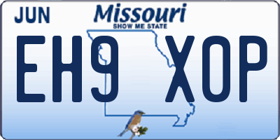 MO license plate EH9X0P