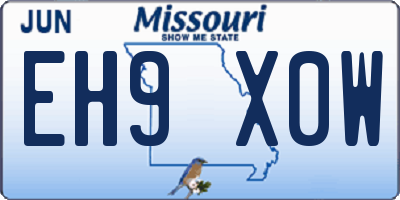 MO license plate EH9X0W