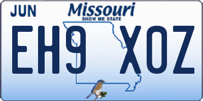 MO license plate EH9X0Z