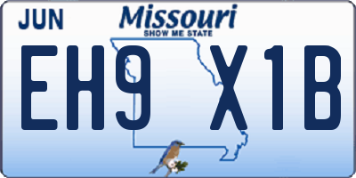 MO license plate EH9X1B