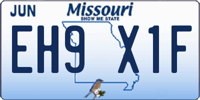 MO license plate EH9X1F