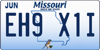 MO license plate EH9X1I