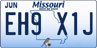 MO license plate EH9X1J