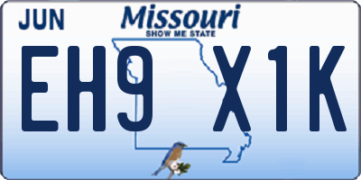 MO license plate EH9X1K