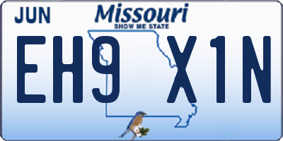 MO license plate EH9X1N