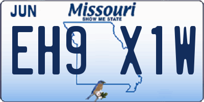 MO license plate EH9X1W