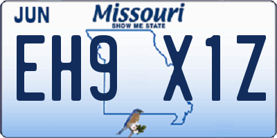 MO license plate EH9X1Z
