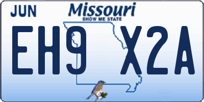 MO license plate EH9X2A