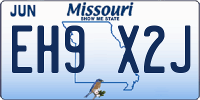 MO license plate EH9X2J