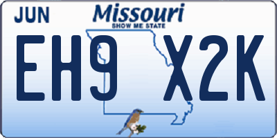 MO license plate EH9X2K