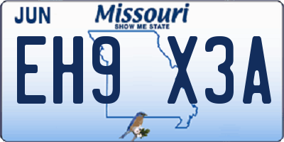 MO license plate EH9X3A