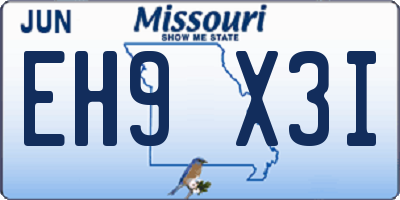 MO license plate EH9X3I