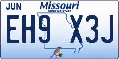 MO license plate EH9X3J