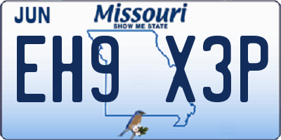 MO license plate EH9X3P