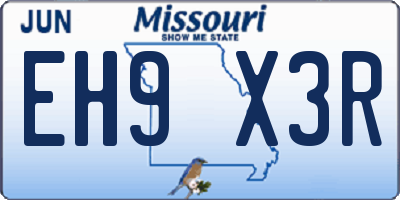 MO license plate EH9X3R