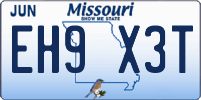 MO license plate EH9X3T