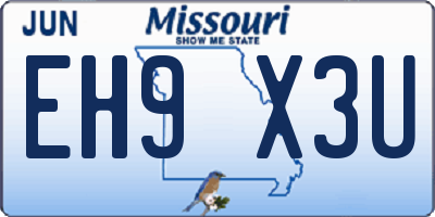 MO license plate EH9X3U