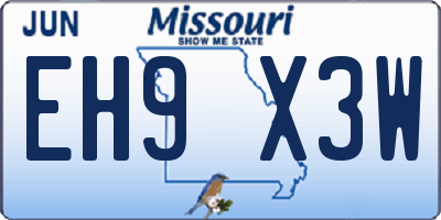 MO license plate EH9X3W