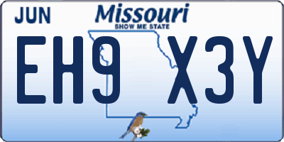 MO license plate EH9X3Y