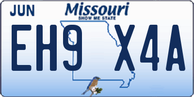 MO license plate EH9X4A