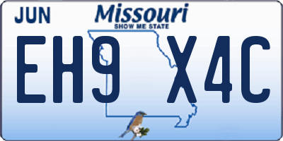 MO license plate EH9X4C