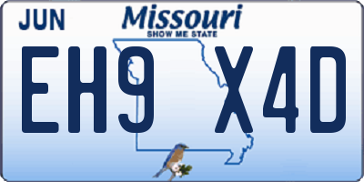 MO license plate EH9X4D