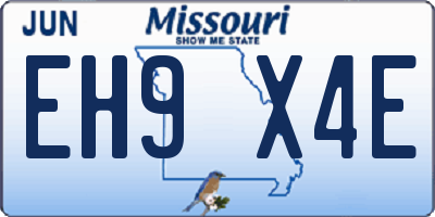 MO license plate EH9X4E