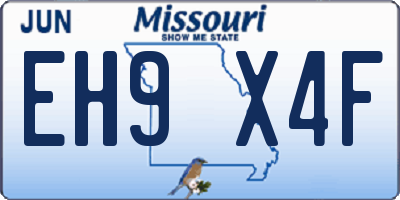 MO license plate EH9X4F