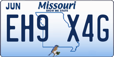 MO license plate EH9X4G