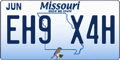 MO license plate EH9X4H