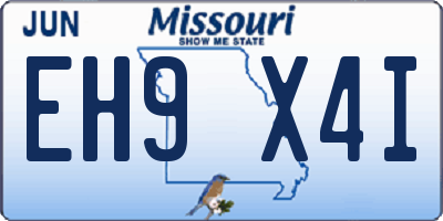 MO license plate EH9X4I