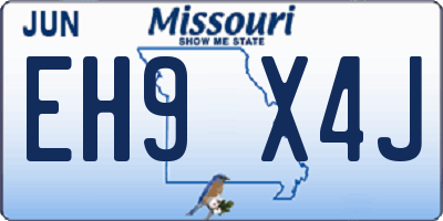 MO license plate EH9X4J