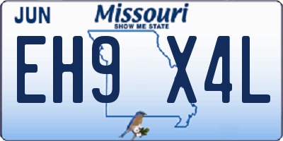 MO license plate EH9X4L