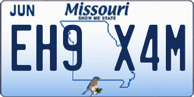 MO license plate EH9X4M