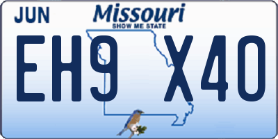 MO license plate EH9X4O