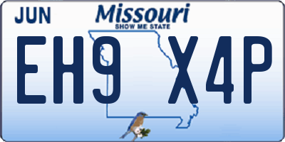 MO license plate EH9X4P