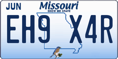 MO license plate EH9X4R