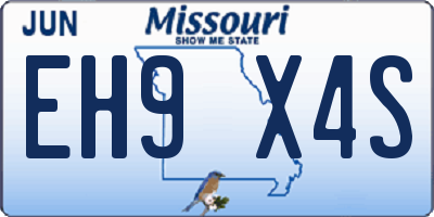 MO license plate EH9X4S