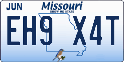 MO license plate EH9X4T