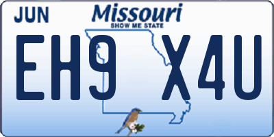 MO license plate EH9X4U