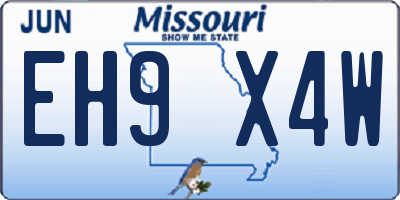 MO license plate EH9X4W