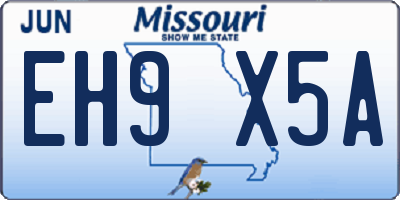 MO license plate EH9X5A
