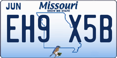 MO license plate EH9X5B