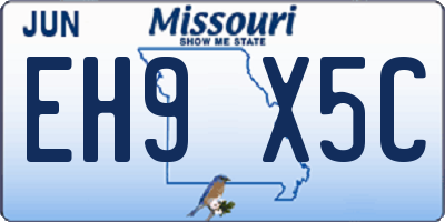 MO license plate EH9X5C
